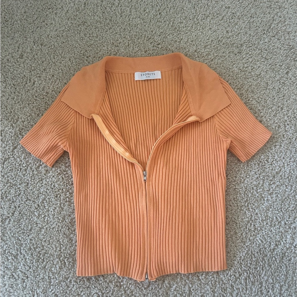 Storets Orange Ribbed Button Down Shirt